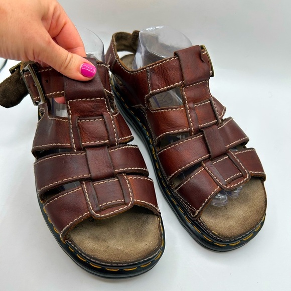 RARE MIE Vintage Dr Martens Fisherman Sandals 90s  Brown Leather  Mens 12 Y2K - Picture 10 of 17